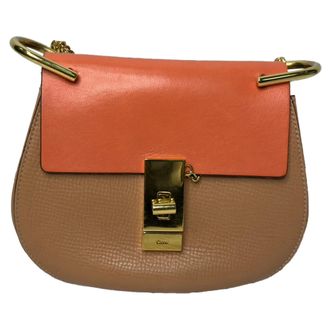 Chlo&eacute; Chlo&eacute; Mini Drew Chain Schoudertas in Oranje Leer