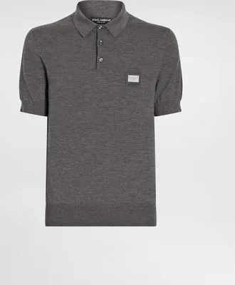 Dolce & Gabbana Wool Polo-shirt With Branded Tag - Man Sweaters And Cardigans Gray 44