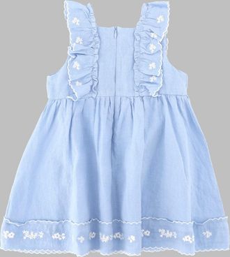 Tartine Et Chocolat Linen Blend with Ruffled Straps Dress - Blue