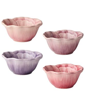 Certified International Wildflowers Set Of 4 3D Floral Ice Cream Bowls