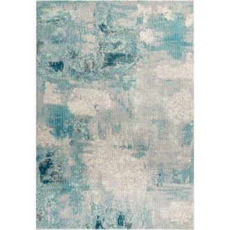 Jonathan Y Designs Contemporary POP Modern Abstract Vintage Area Rug in Ivory-Blue at Nordstrom, Size 2Ft 0In X 8Ft 0In
