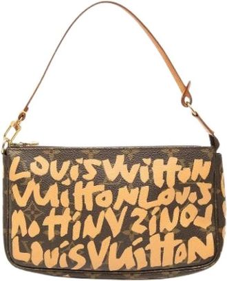 Louis Vuitton Pre-owned Pochette Accessoires - Dames - Vintage Schoudertas - Bruin - ONE Size - Leer - Vintage