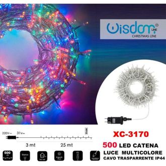 Trade Shop Trade Shop - Cadena De Luz 500 Led Luci&eacute;rnagas Luz Multicolor Cable Transparente Xc-3170