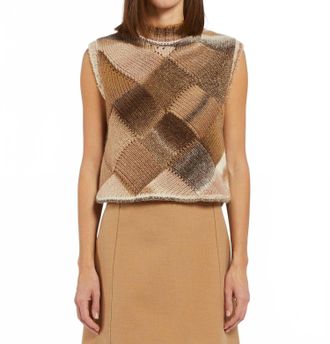 Marella Gilet Sweater Vest In Camel