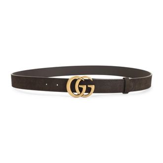 Gucci Belts, male, Brown, 100 CM, Testa di Moro Suede Calf Leather Belt