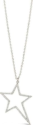 Sterling Forever Statement Cubic Zirconia Star Outline Pendant Necklace in Silver at Nordstrom Rack