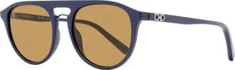 Ferragamo Ferragamo Mens Rounded Pilot Sunglasses SF1090S 414 Dark Blue 54mm