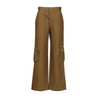 Off-white Bookish Cotton Cargo Trousers - male - Off White - Wide Trousers - Brown - L - Trousers