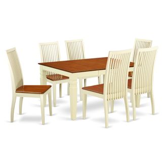 East West Furniture Dining Room Set Buttermilk & Cherry, WEIP7-BMK-W