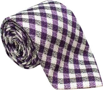CREMIEUX Purple Checked Silk Tie