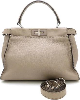 Fendi Pre-owned Leather fendi-bags - Dames - Vintage Handtas - Beige - ONE Size - Leer - Vintage