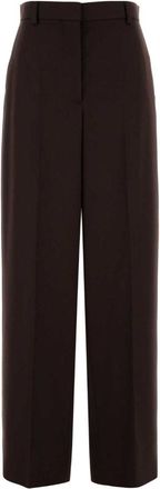 Stella McCartney Dark Brown Pleated Straight-Leg Trousers