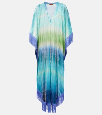 Missoni Zig Zag fringed crochet lamé kaftan