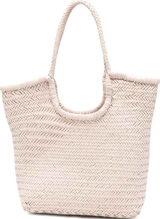 Dragon Diffusion Beige Diagonal Shopping Bag In Leather