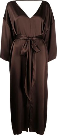 VOZ V-neck silk dress - women - Silk - L - Brown