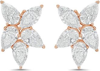 Diana M. Jewels 14KW RG 12.00 Ct TW of Lab grown pear and marquise shape diamonds cluster earrings