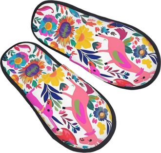 Generic Cotton Slippers Mexican Otomi Animals Anti-Skid Shoes Comfy Slippers For Winter Christmas Bedroom L