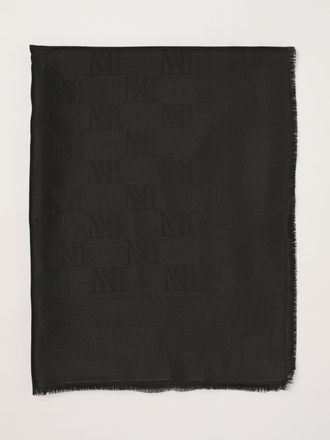Max Mara Jacquard Monogram Wool and Silk Stole with Fringes
