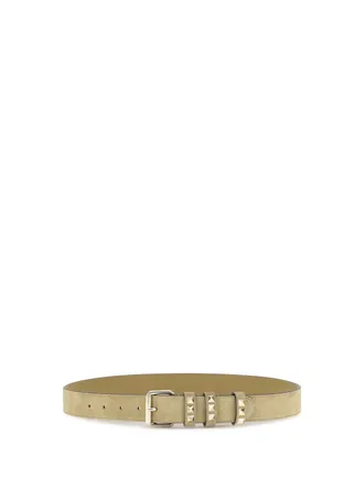 Valentino Garavani Womens Rockstud Suede Belt Havana Beige E Braces