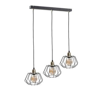 Netlighting Luna Bar Pendant Ceiling Light Gold 65cm 3x E27 in Black