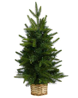 Nearly Natural 2Ft. Artificial Christmas Tree With 35 Clear Led Lights In Decorative Basket