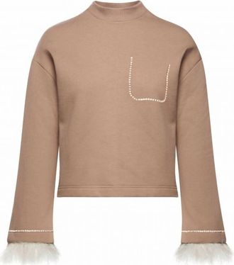 Sfizio Fur Sleeve Sweatshirt In Light Camel