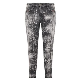 Diesel Slim-fit Jeans, male, Gray, Size: W34 Paint Effect Skinny Fit Denim Pants