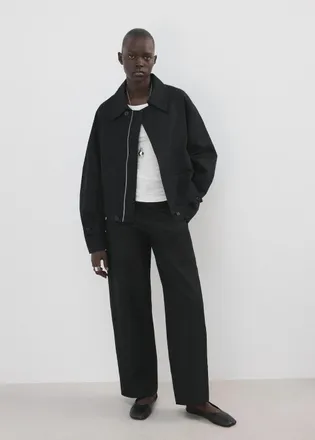 Mango Pantaloni cotone barrel nero - Donna - 36 - MANGO