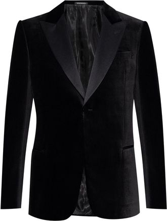 Emporio Armani veltet tuxedo blazer - men - Polyester/Viscose - 50 - Black