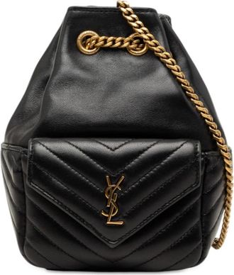 Saint Laurent Pre-owned Saint Laurent Mini Chevron Lambskin Joe Bucket Bag Ladies 2WVVPI038MATG2NL