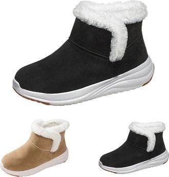 Generic Slip On Snow Boots for Women Size 4.5 Warm Winter Platform Ankle Booties Thick Thermal Suede Faux Fur Lined Boots Outdoor Anti-Slip Comfortable Lightw