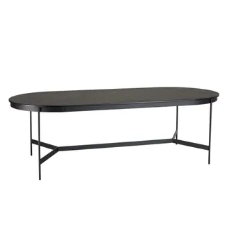 Macabane Mesa de comedor ovalada negra con patas de metal de 240x104 cm