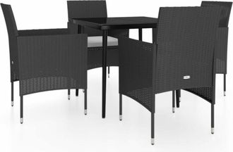 vidaXL Juego De Comedor De Jard&iacute;n 5 Piezas Con Cojines Negro Vidaxl
