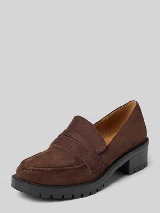 Bianco Loafers mit profilierter Sohle und Blockabsatz in Mittelbraun, Gr&ouml;&szlig;e 36