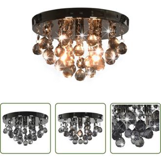 vidaXL Lampadario nero - Lampadario con Perle Fum&eacute; Tondo Nero G9