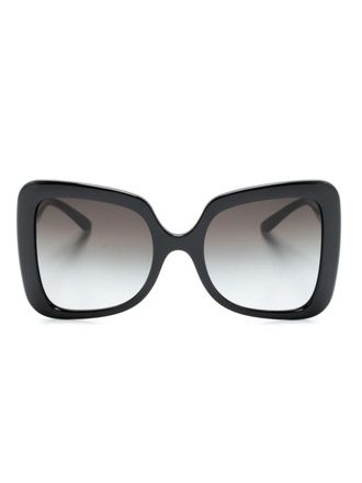 Dolce & Gabbana Eyewear Occhiali da sole oversize con placca logo - Nero
