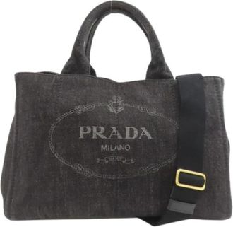 Prada Pre-owned Denim Tote Bag - Dames - Vintage Shopper - Zwart - ONE Size - Denim - Vintage