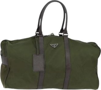Prada Pre-owned Weekend Bags, female, Green, Size: ONE SIZE Pre-owned Nylon Weekend Bag
