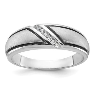 Diamond2Deal 14k White Gold Lab Grown Diamond Wedding Band Ring 0.06Ct Clarity- VS Color- G-H