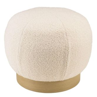 Macabane Puf redondo de tejido de rizo blanco D47 cm