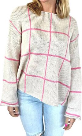 Wooden Ships Window Pane Sweater In Pink/cream