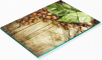 OEM Tabla De Servir De Cristal Para Cocina Con Estampado De Hoja De Laurel Y Caf&eacute;, 80x52 Cm