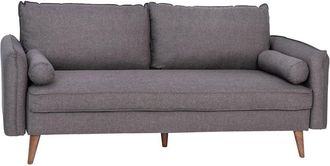 Flash Furniture Sofa with Faux Linen Fabric Upholstery, Solid Wood Legs in Stone Gray
