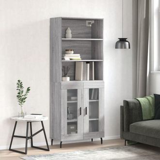 vidaXL Aparador Alto Madera Contrachapada Gris Sonoma 69,5x34x180 Cm Vidaxl