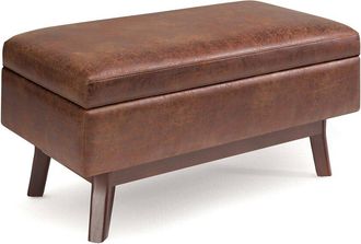 Simpli Home Owen 36In Mid Century Modern Rectangle Small Rectangular Storage Ottoman