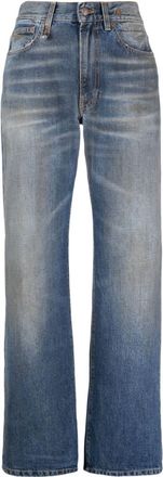 R13 mid-rise straight-leg jeans - women - Cotton/Calf Leather - 29 - Blue