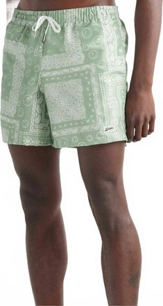 Bather Paisley Lined Swim Trunks In Green/white