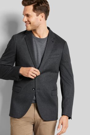 Bugatti Sakko BUGATTI, Herren, Gr. 52, grau (dunkelgrau), 95% Polyester, 5% Elasthan, unifarben, slim fit, Manschette, Sakkos Sakko, mit feiner Struktur