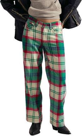 Free People Cheers Plaid High Waist Pants in Green Combo at Nordstrom Rack, Size 10