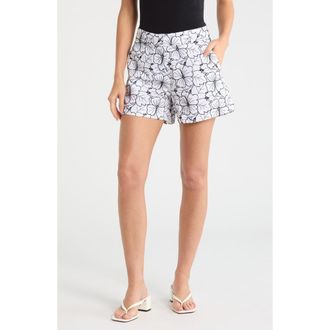 T Tahari Floral Embroidered Shorts in White/Black at Nordstrom Rack, Size 12